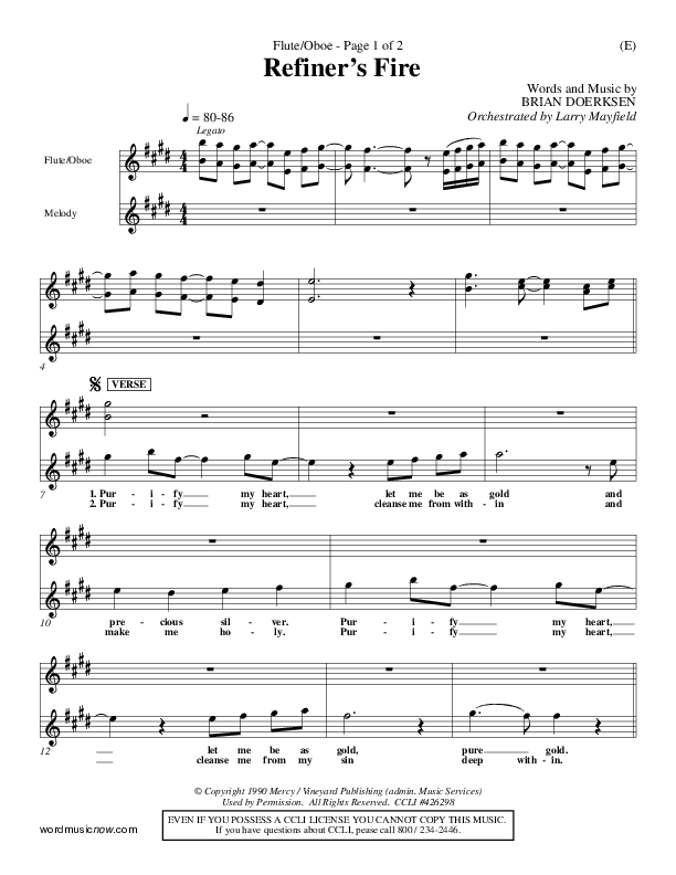 Refiner's Fire Flute/Oboe (Brian Doerksen)