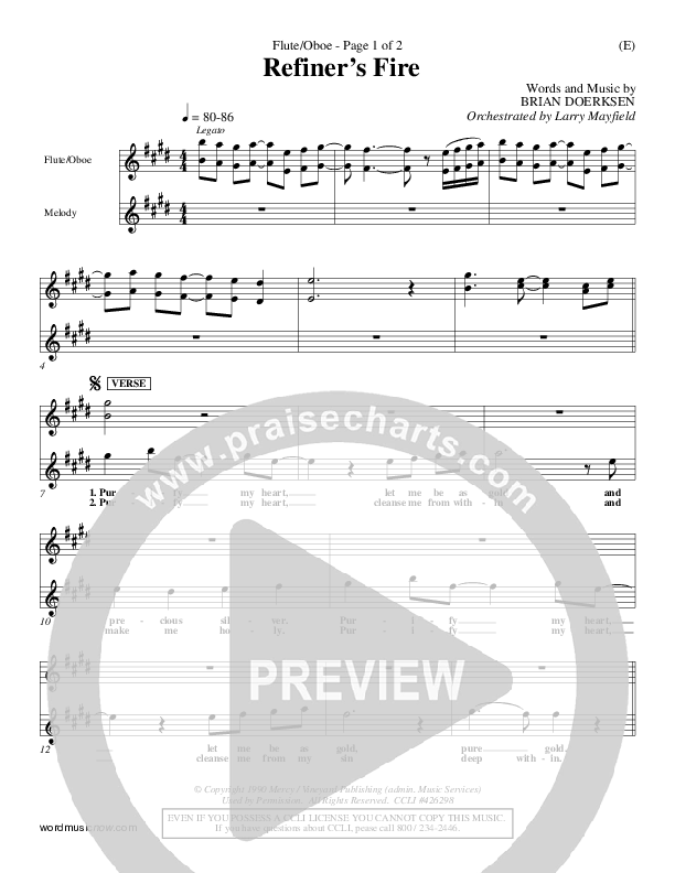 Refiner's Fire Flute/Oboe (Brian Doerksen)