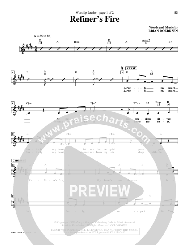 Refiner's Fire Lead Sheet (Brian Doerksen)