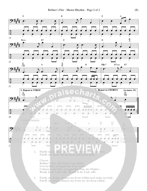 Refiner's Fire Rhythm Chart (Brian Doerksen)