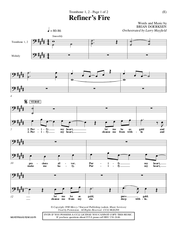 Refiner's Fire Trombone 1/2 (Brian Doerksen)