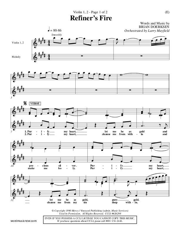 Refiner's Fire Violin 1/2 (Brian Doerksen)