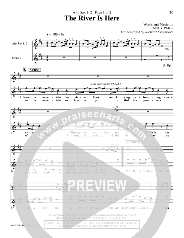 The River Is Here Alto Sax 1/2 (Andy Park)