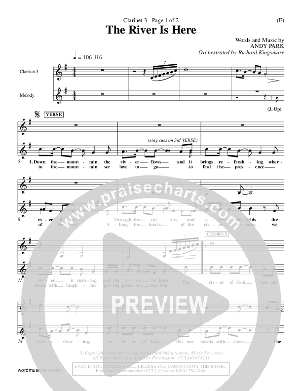 The River Is Here Clarinet 3 (Andy Park)