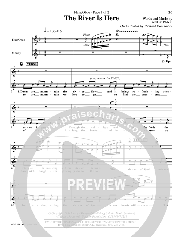 The River Is Here Flute/Oboe (Andy Park)