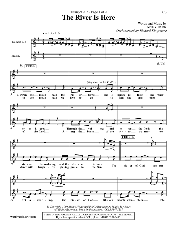 The River Is Here Trumpet 2/3 (Andy Park)