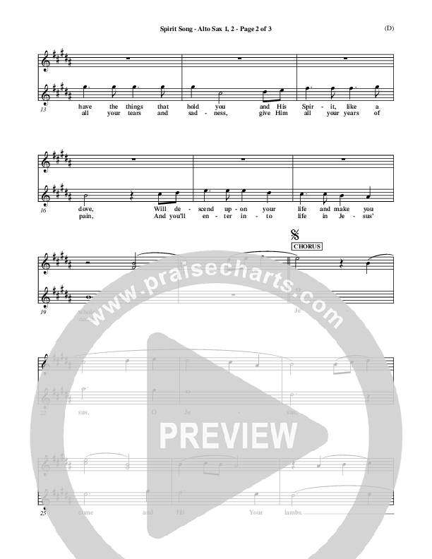 Spirit Song Alto Sax 1/2 (John Wimber)