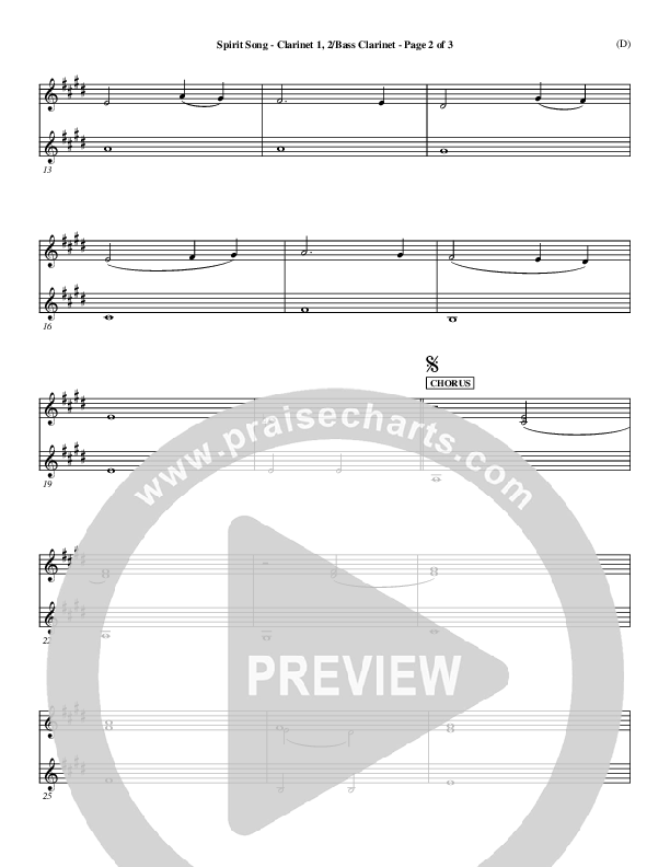 Spirit Song Clarinet 1/2, Bass Clarinet (John Wimber)