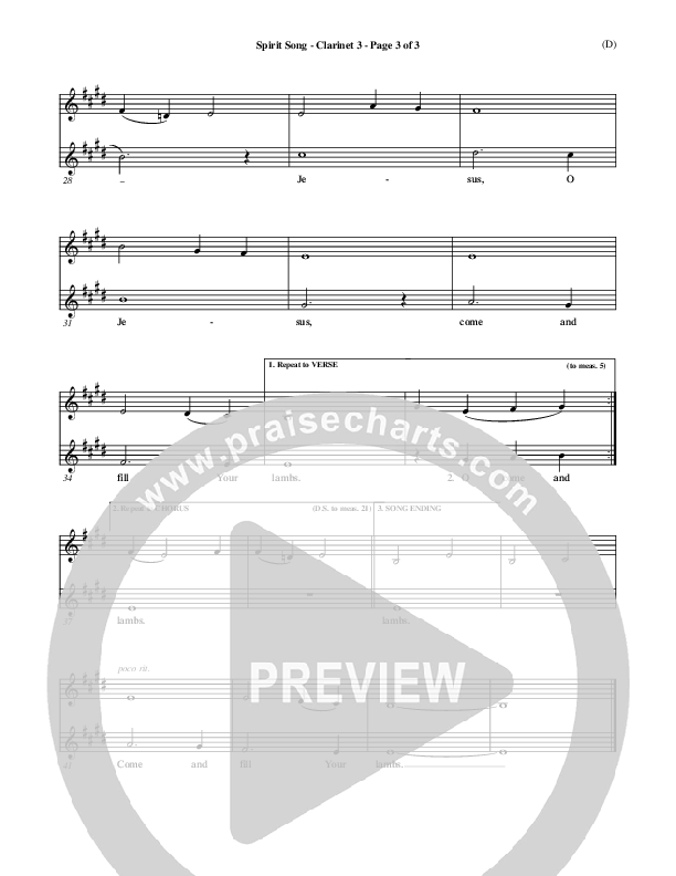 Spirit Song Clarinet 3 (John Wimber)