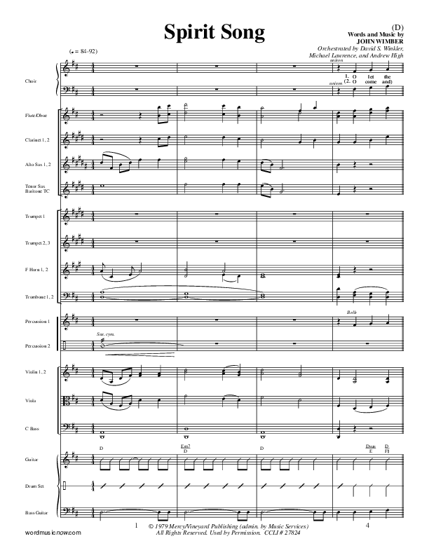 Spirit Song Conductor's Score (John Wimber)
