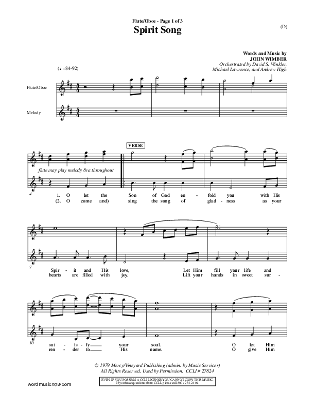 Spirit Song Flute/Oboe (John Wimber)