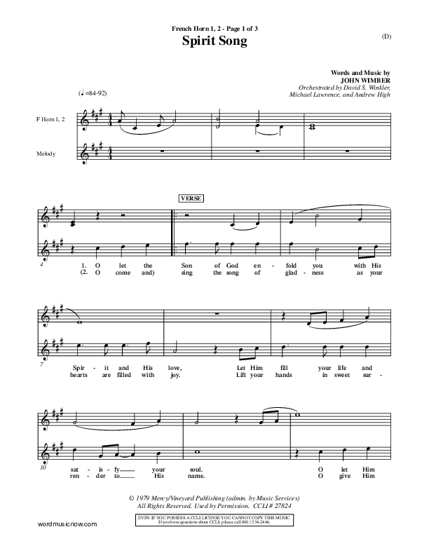 Spirit Song French Horn 1/2 (John Wimber)