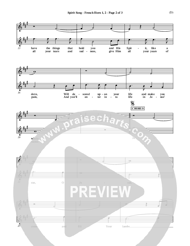 Spirit Song French Horn 1/2 (John Wimber)