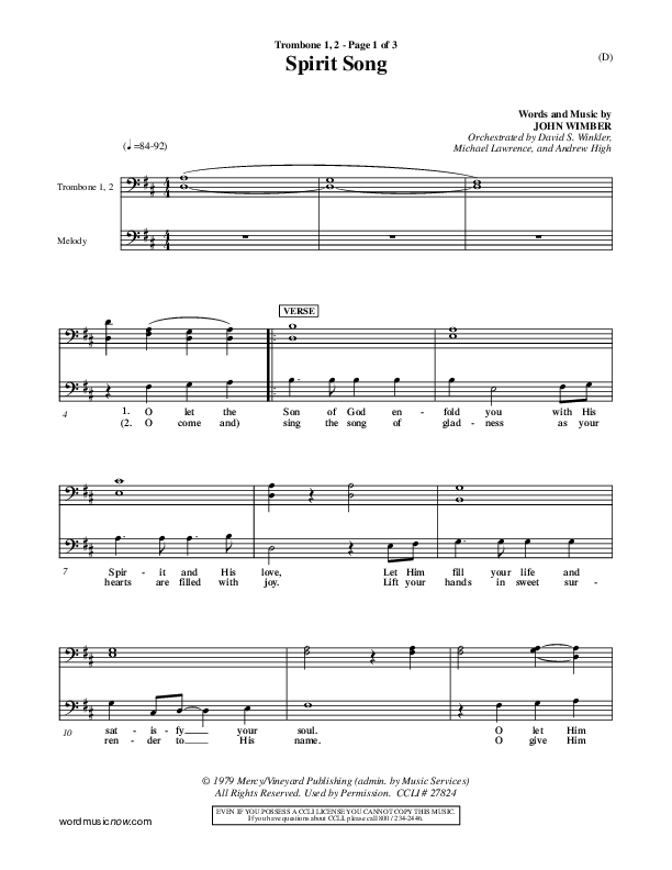 Spirit Song Trombone 1/2 (John Wimber)