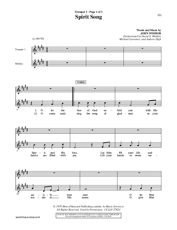 Spirit Song Trumpet 1 (John Wimber)