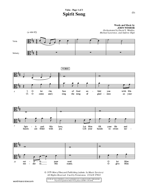 Spirit Song Viola (John Wimber)