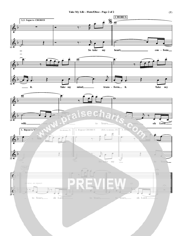 Take My Life Flute/Oboe (Scott Underwood)