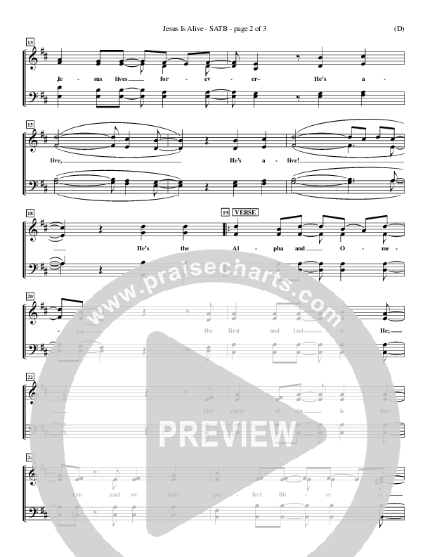 Jesus Is Alive Choir Sheet (SATB) (Ron Kenoly)