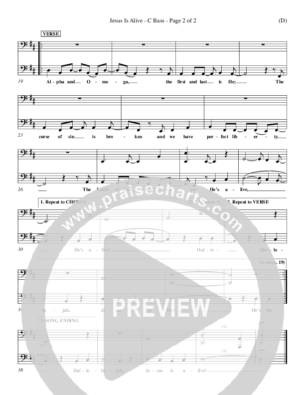 Jesus Is Alive Contrabass (Ron Kenoly)