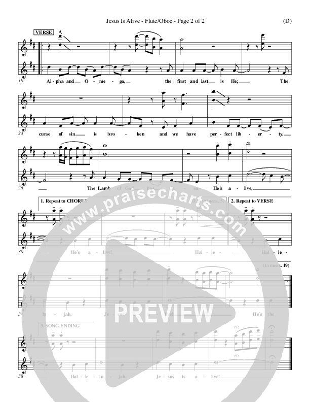 Jesus Is Alive Flute/Oboe (Ron Kenoly)