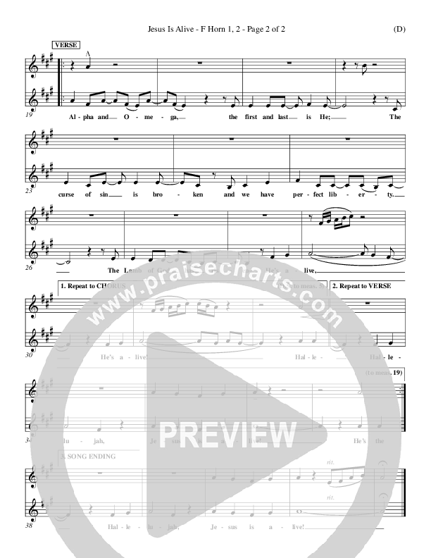 Jesus Is Alive French Horn 1/2 (Ron Kenoly)