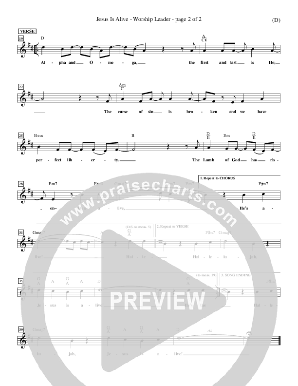 Jesus Is Alive Lead Sheet (Ron Kenoly)