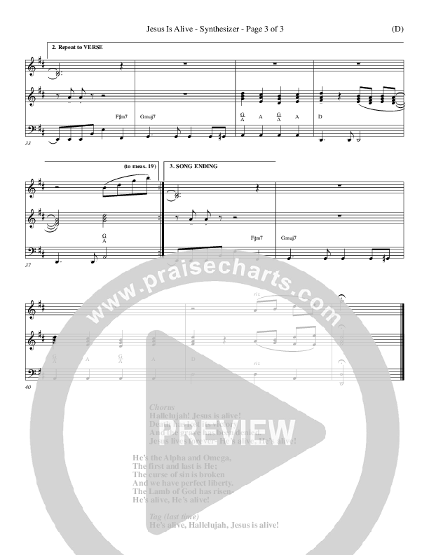 Jesus Is Alive Synth (Ron Kenoly)