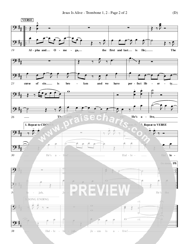 Jesus Is Alive Trombone 1/2 (Ron Kenoly)