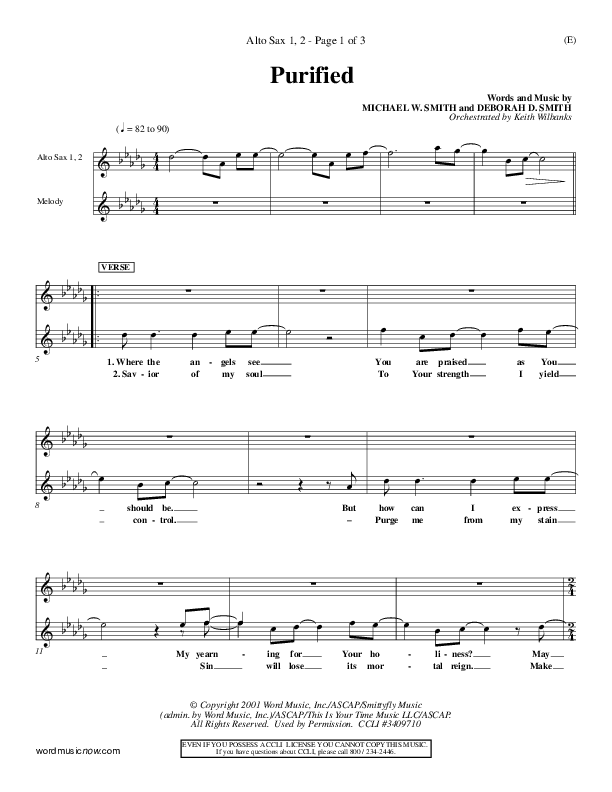 Purified Alto Sax 1/2 (Michael W. Smith)