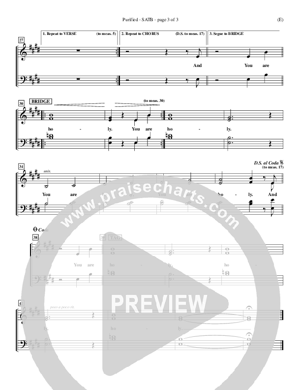 Purified Choir Vocals (SATB) (Michael W. Smith)