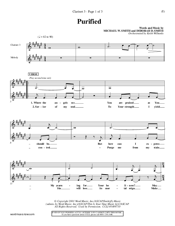 Purified Clarinet 3 (Michael W. Smith)