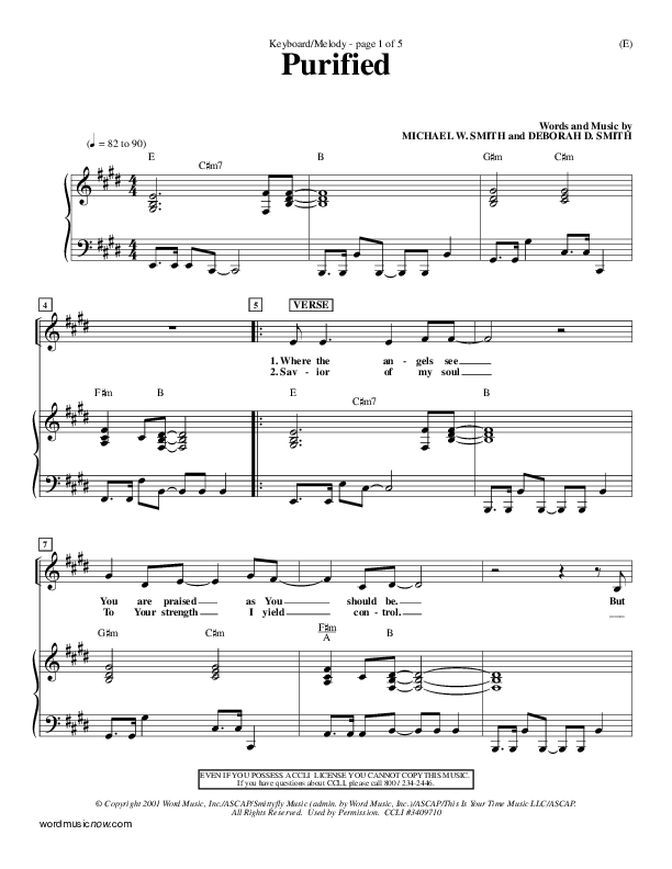 Purified Piano/Vocal (Michael W. Smith)