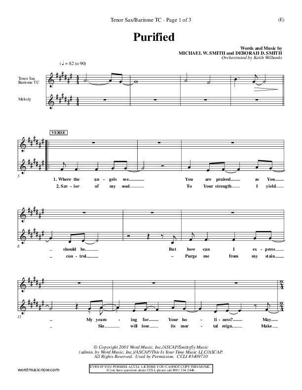 Purified Tenor Sax/Baritone T.C. (Michael W. Smith)