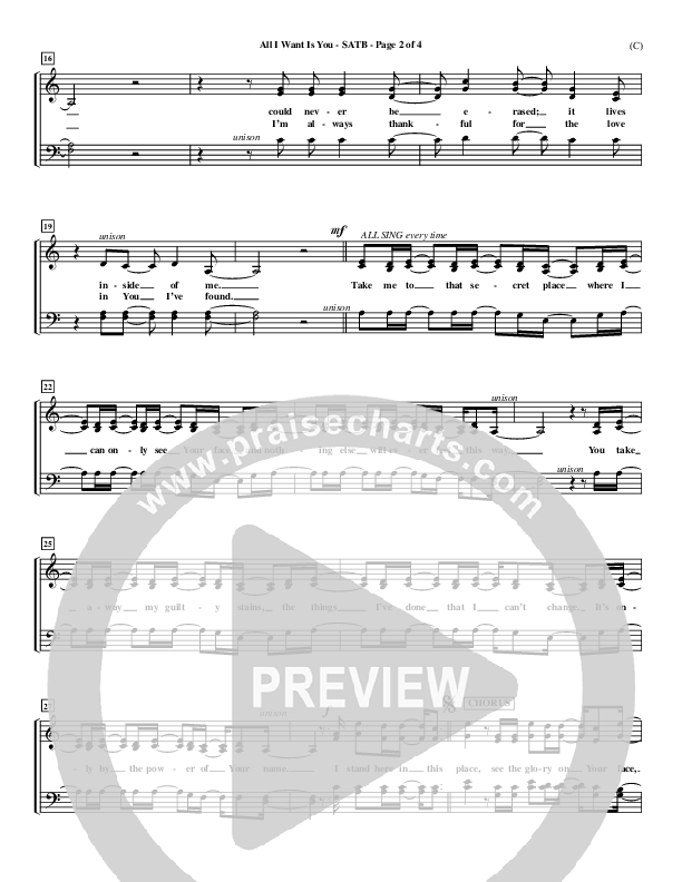 All I Want Is You Choir Sheet (SATB) (Henry Seeley)