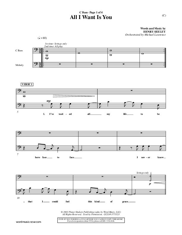 All I Want Is You Contrabass (Henry Seeley)