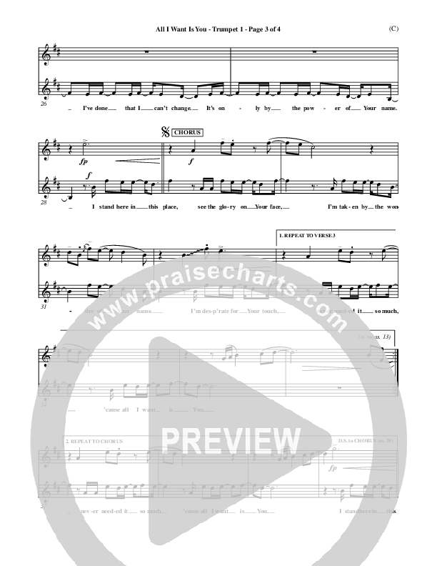 All I Want Is You Trumpet 1 (Henry Seeley)