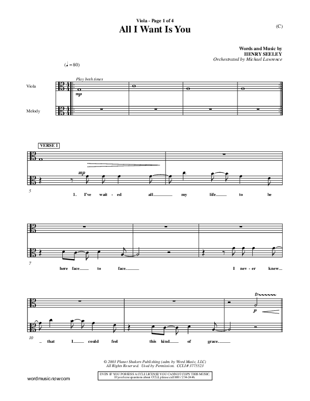 All I Want Is You Viola (Henry Seeley)