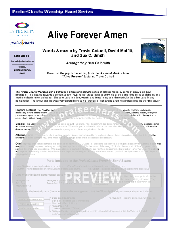 Alive Forever Amen Cover Sheet (Travis Cottrell)