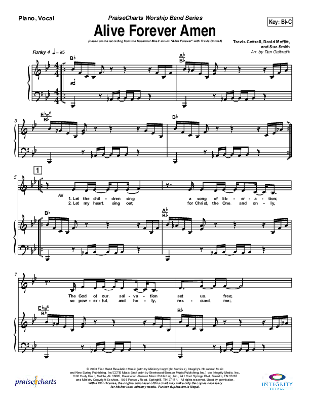 Alive Forever Amen Piano/Vocal (Travis Cottrell)