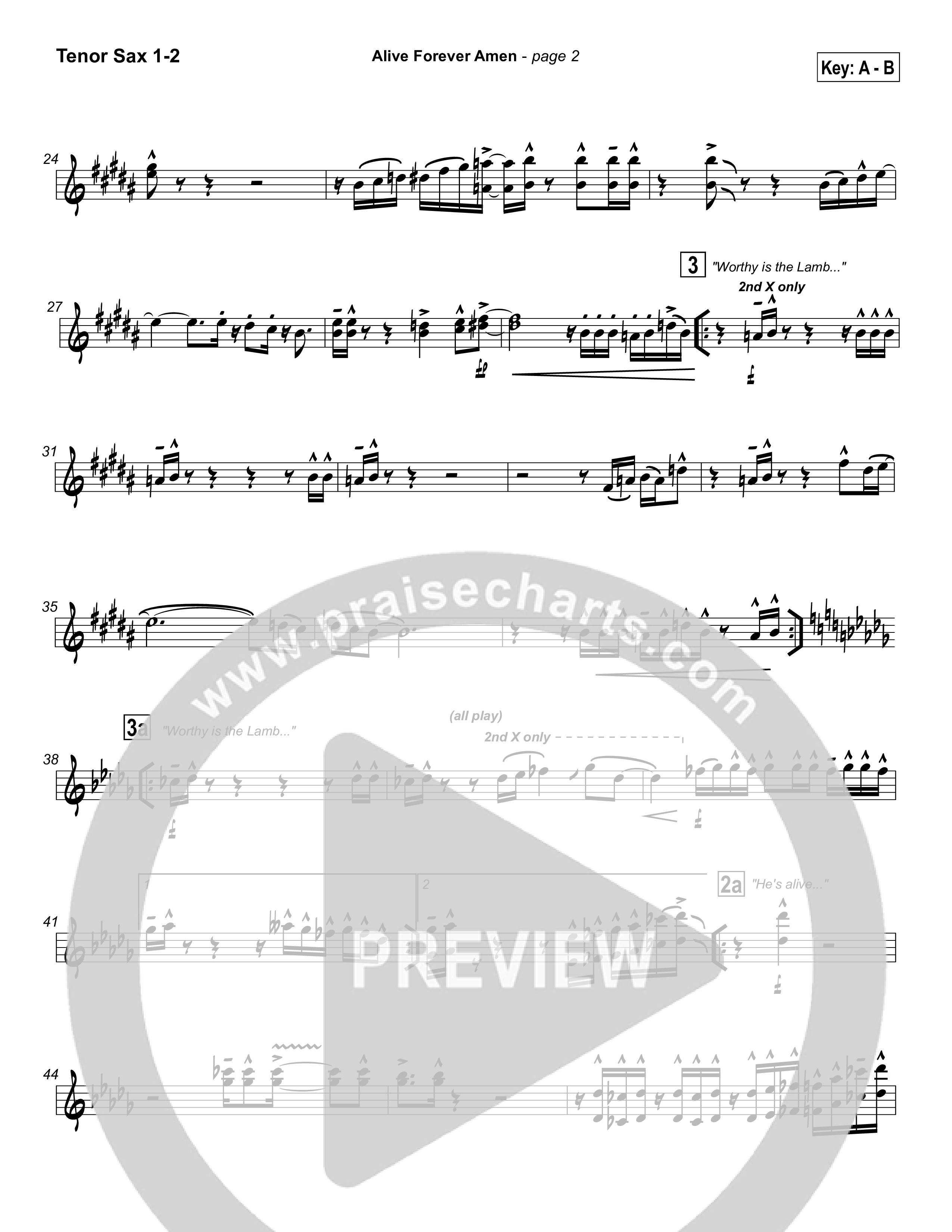 Alive Forever Amen Tenor Sax 1/2 (Travis Cottrell)