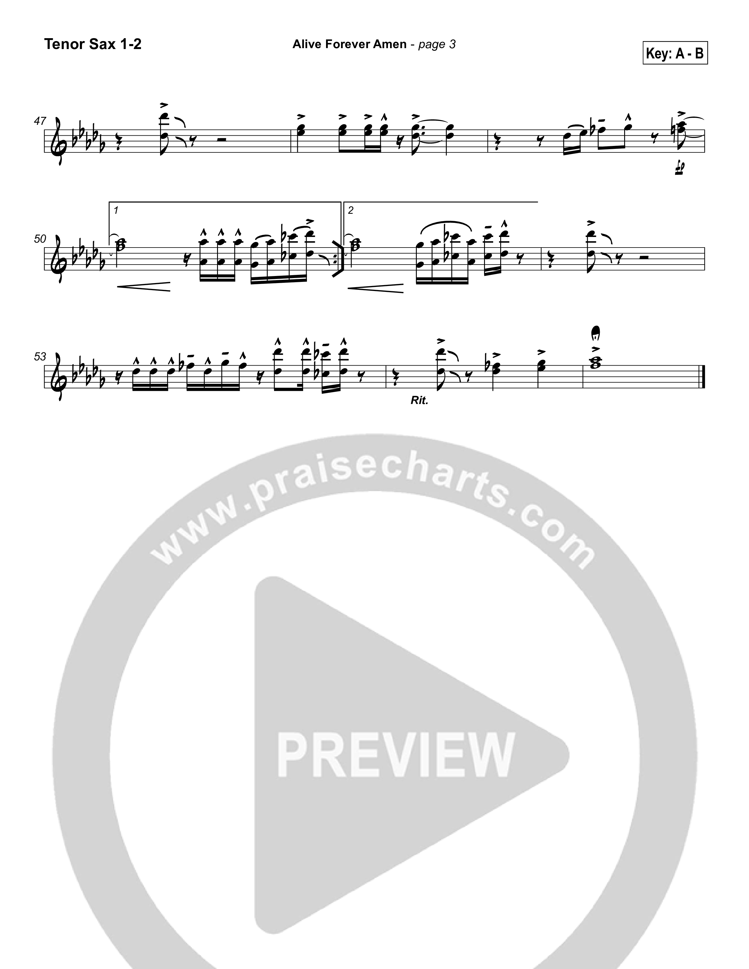 Alive Forever Amen Tenor Sax 1/2 (Travis Cottrell)