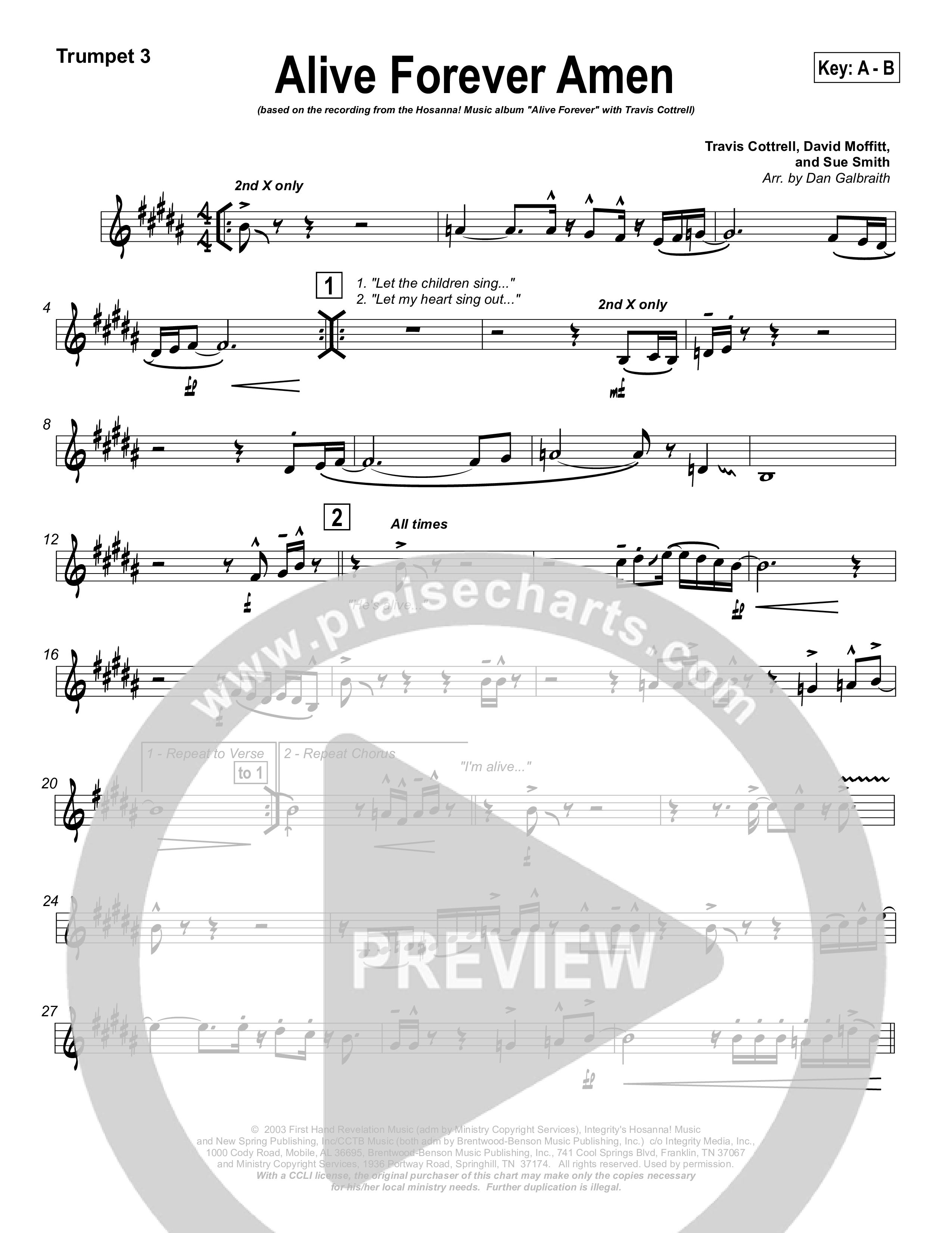 Alive Forever Amen Trumpet 3 (Travis Cottrell)