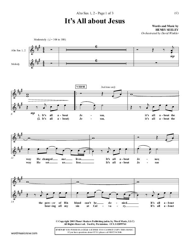 It's All About Jesus Alto Sax 1/2 (Henry Seeley)