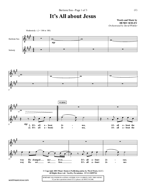 It's All About Jesus Bari Sax (Henry Seeley)