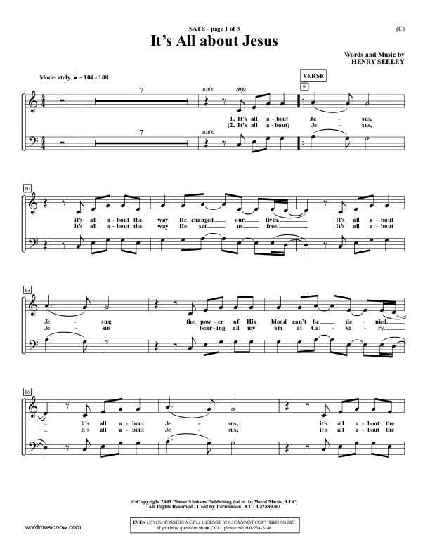It's All About Jesus Choir Sheet (SATB) (Henry Seeley)
