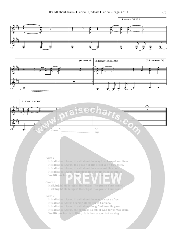 It's All About Jesus Clarinet 1/2, Bass Clarinet (Henry Seeley)