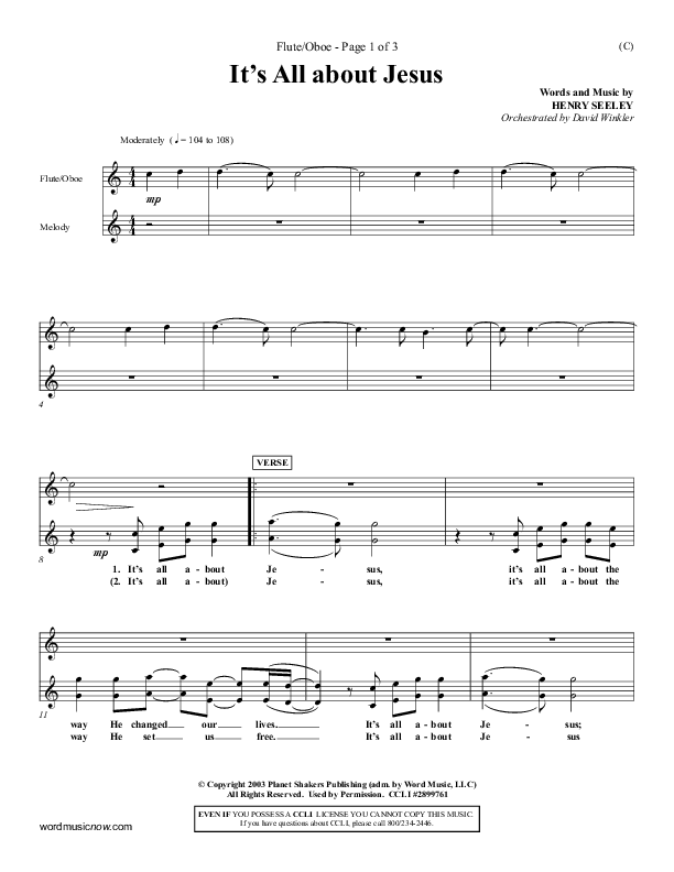 It's All About Jesus Flute/Oboe (Henry Seeley)