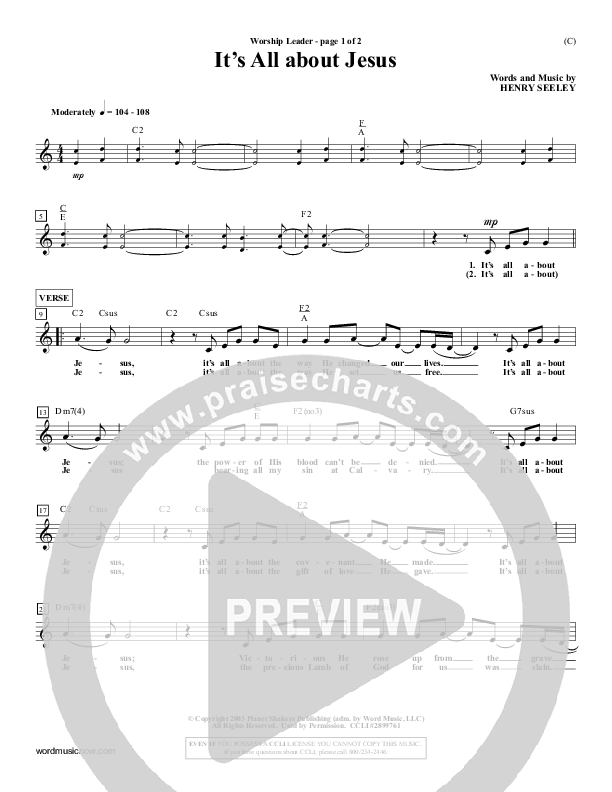 It's All About Jesus Lead Sheet (Henry Seeley)