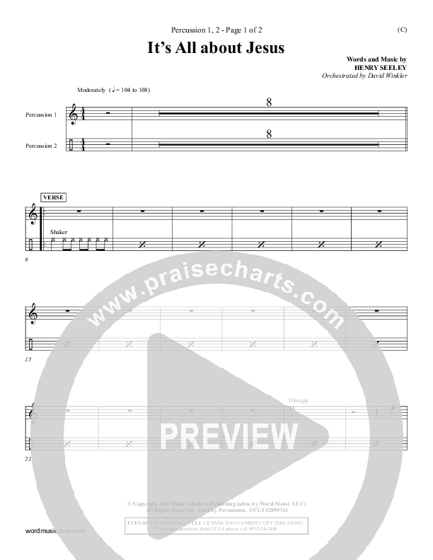 It's All About Jesus Percussion 1/2 (Henry Seeley)