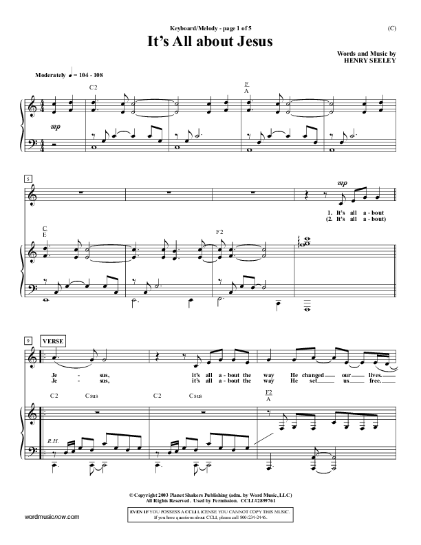 It's All About Jesus Lead Sheet (Henry Seeley)